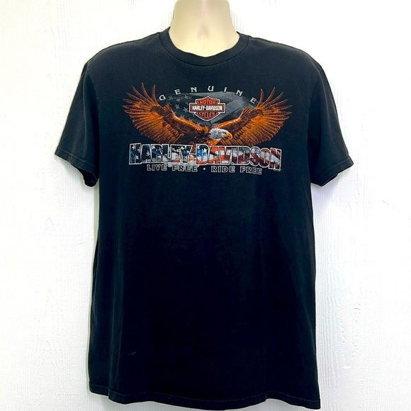 Harley Davidson - 2009 Beach House Pinup Motorcycle Shallotte NC T Shirt Large - Picture 1 of 10